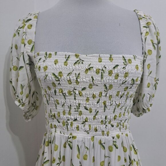 Anthropologie Seafolly Puff Sleeve Smocked Boho Dress Medium Multi-Color - Picture 11 of 14